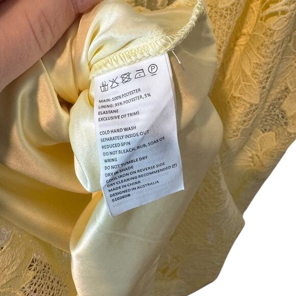 Bardot Sunshine Lace Yellow Sheath Midi Dress US 6 / Small Cocktail Event Party‎ - Picture 7 of 8